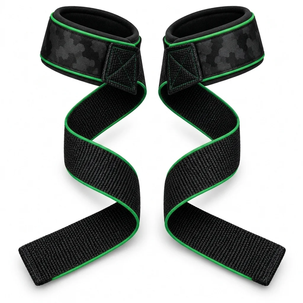 Fitness wear lifting straps with padded wrist supports and long straps. - alternate view 3