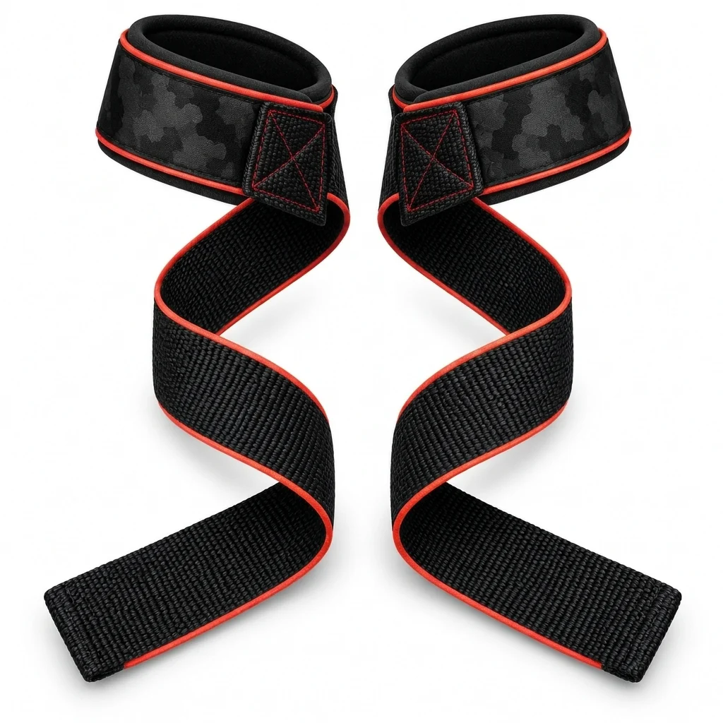 Fitness wear lifting straps with padded wrist supports and long straps. - alternate view 4